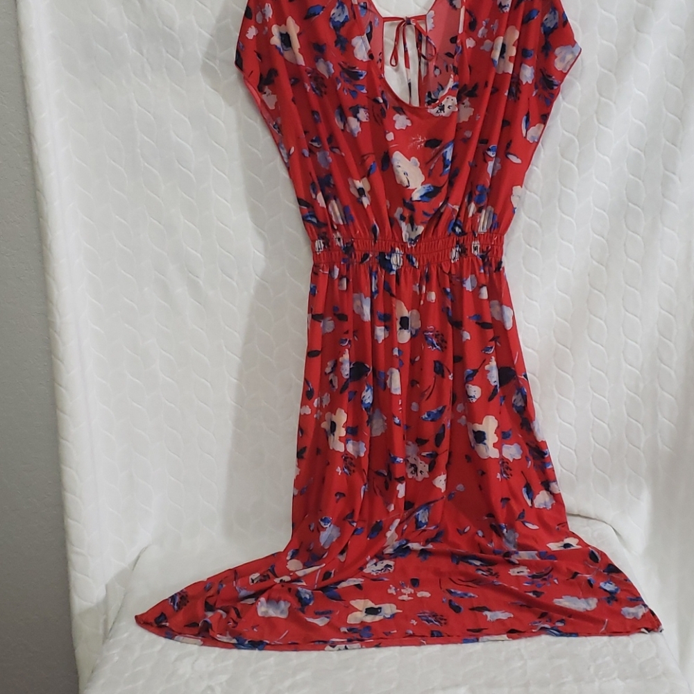 YOUNG USA Red Floral Aline Maxi Dress Xl